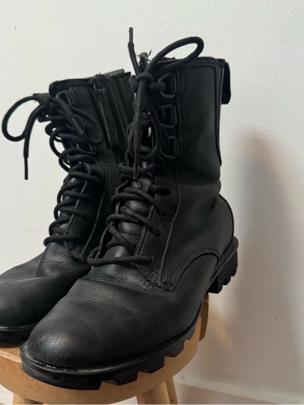 SORELS Phoenix Black Leather Combat Lace-Up Boots size 7 - Picture 11 of 16